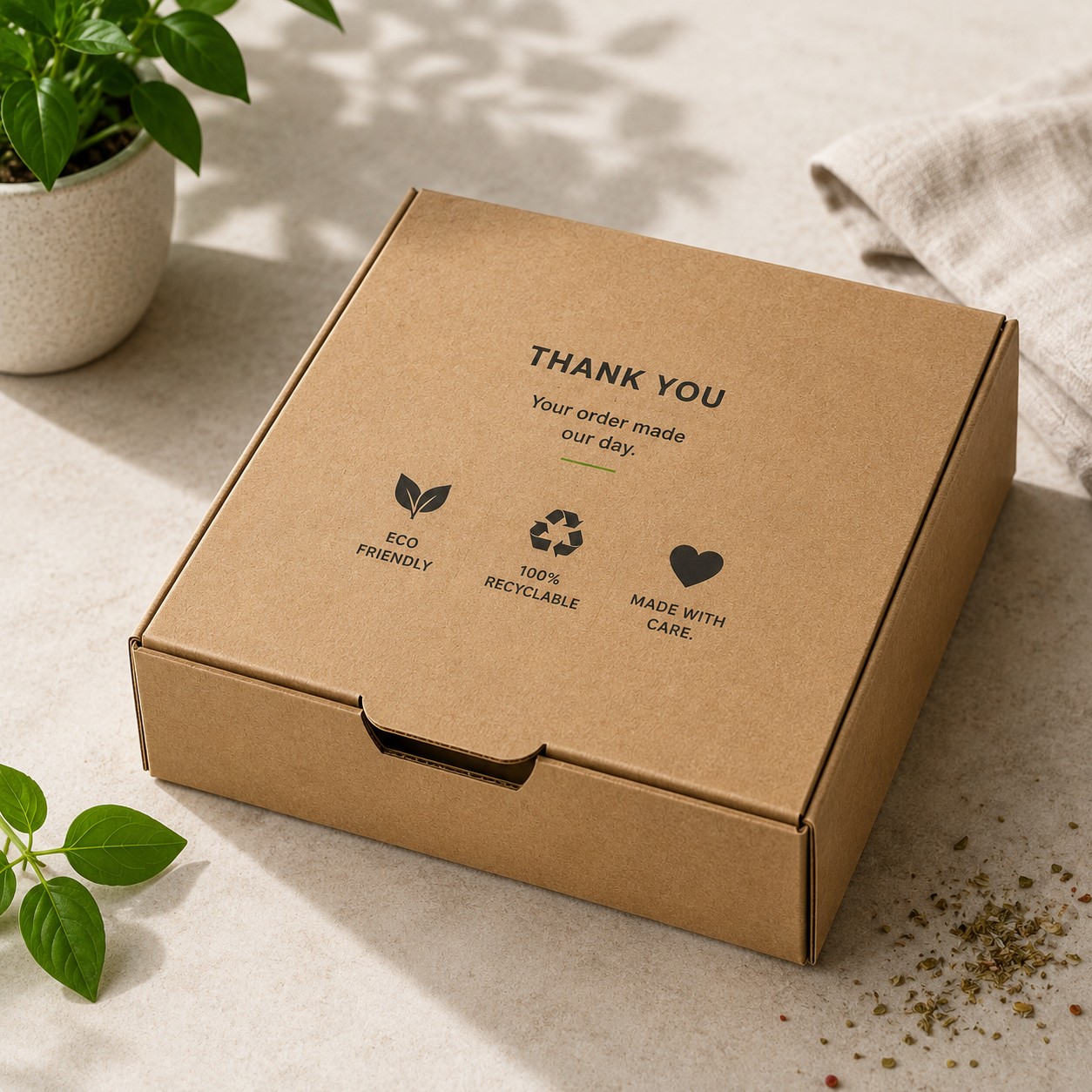 Druckerfy grease-resistant burger box, closed hero shot