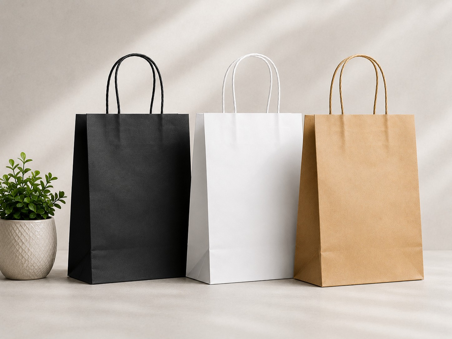 Druckerfy branded packaging — paper bags and labels