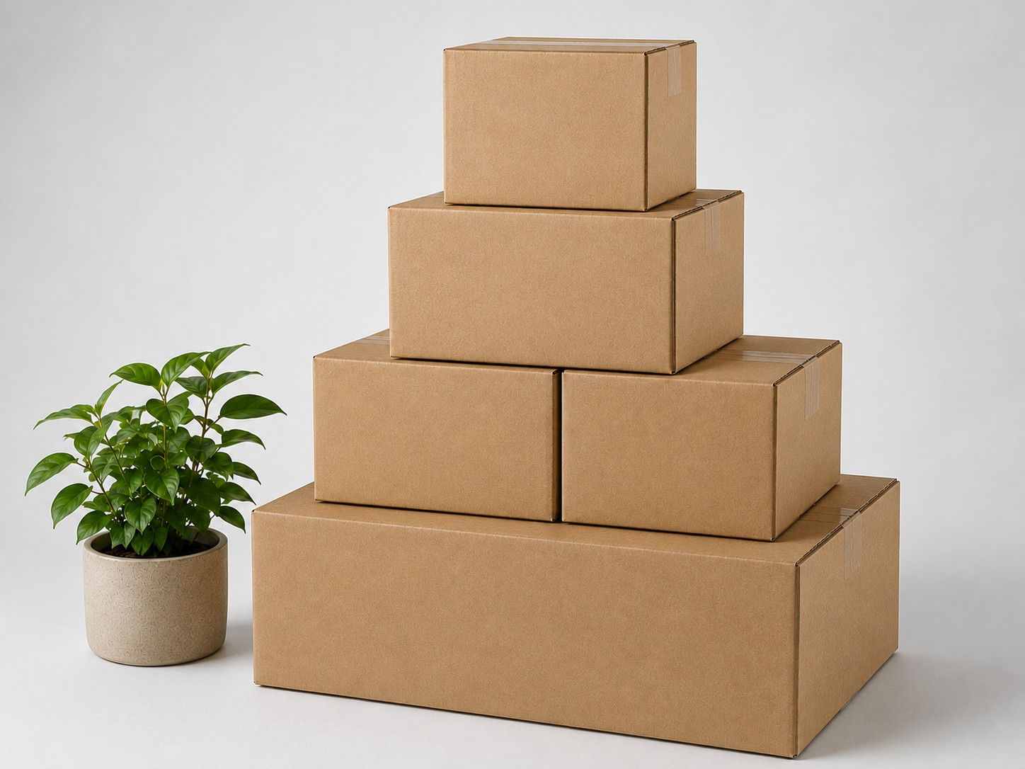 Druckerfy stack of custom-printed kraft shipping boxes